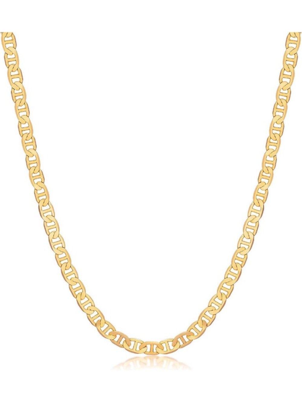18K Gold Plated Mariner Chain Necklace for Women - Flat Marina Style, Made in